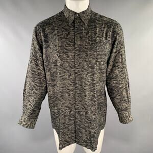 BERTONE Size S Viscose Blend Button Up Long Sleeve Shirt